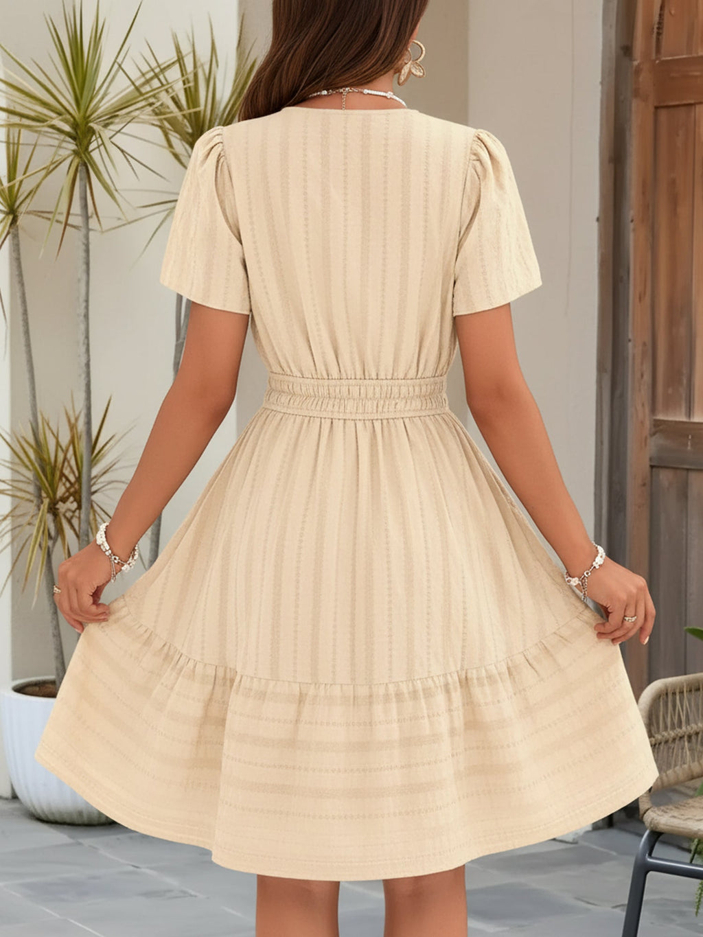 Cotton Vacation Puff Sleeve Dress