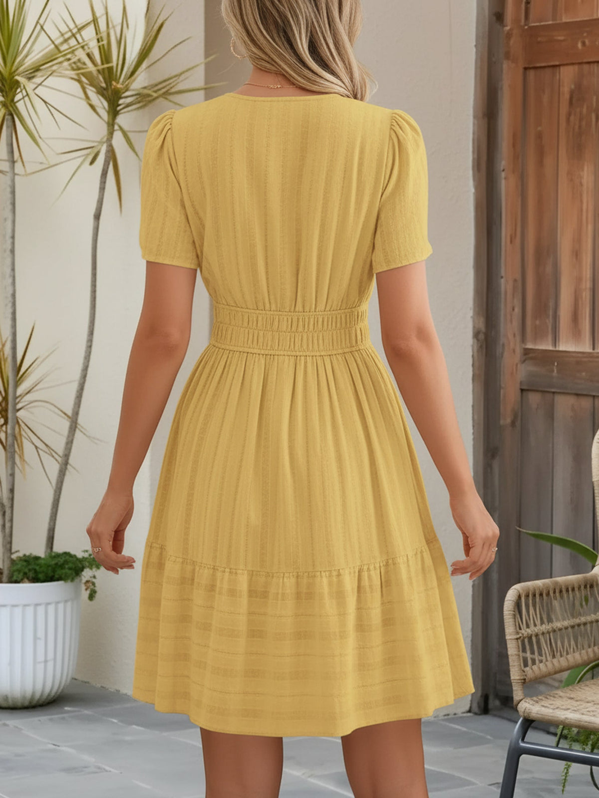 Cotton Vacation Puff Sleeve Dress