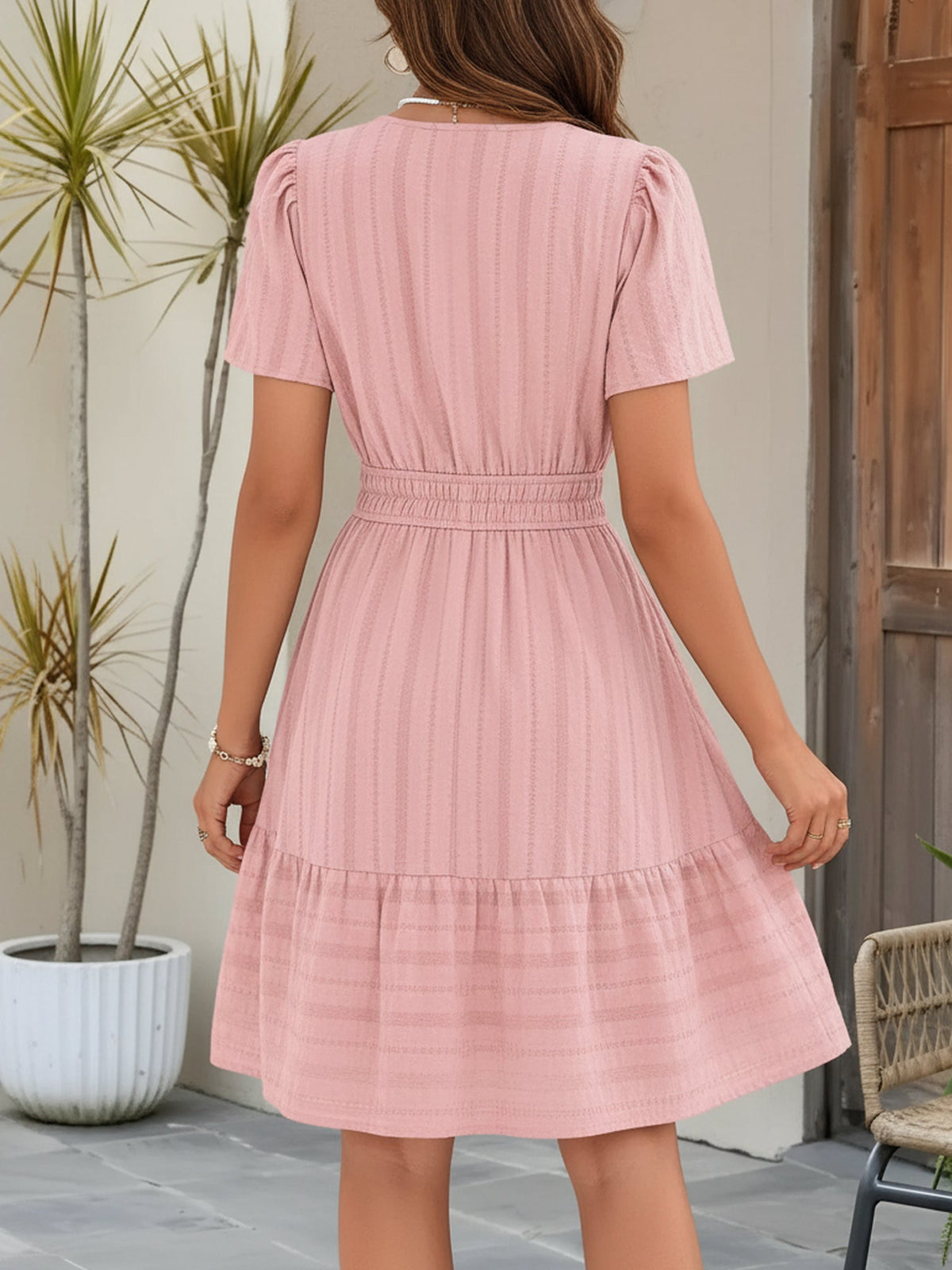 Cotton Vacation Puff Sleeve Dress