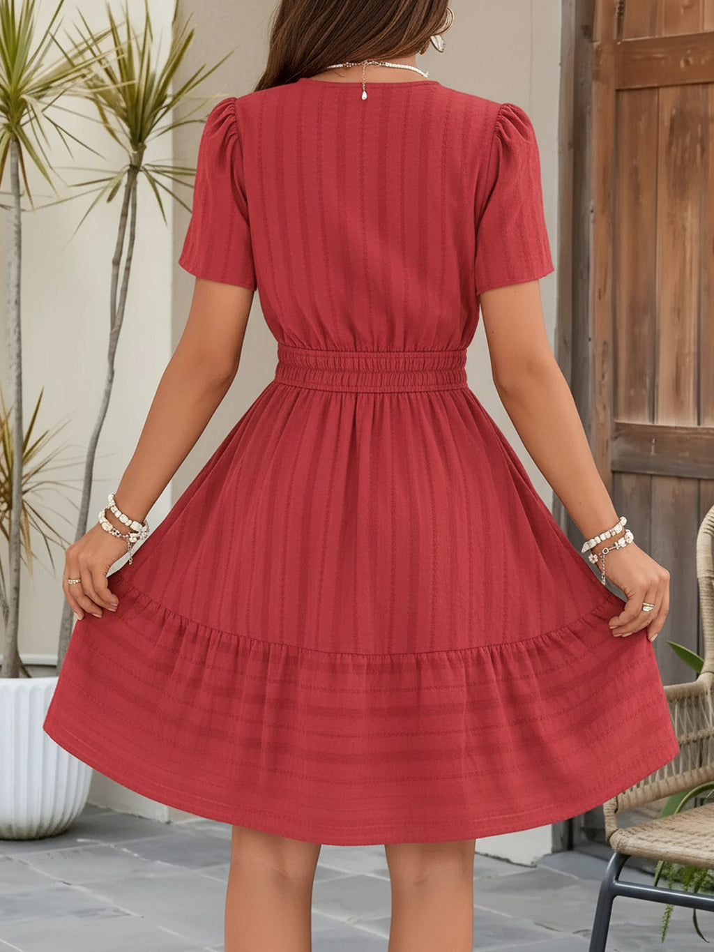 Cotton Vacation Puff Sleeve Dress