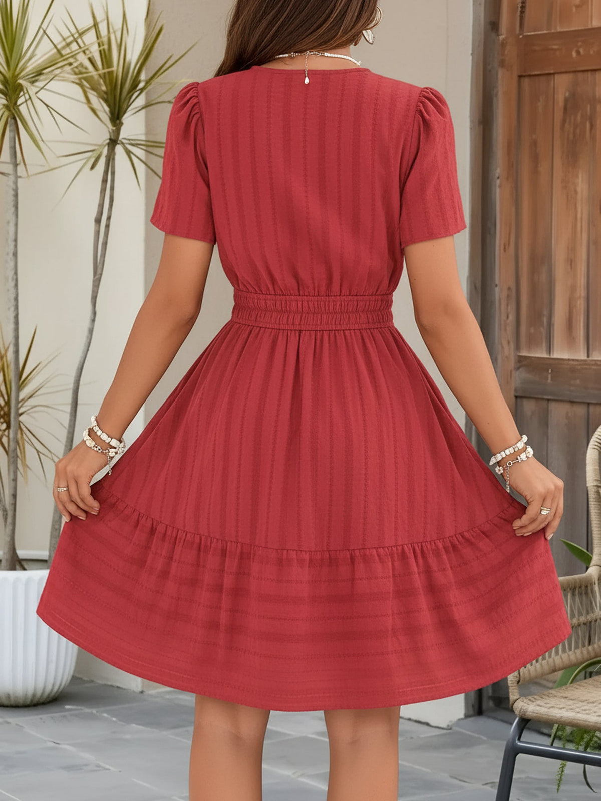 Cotton Vacation Puff Sleeve Dress
