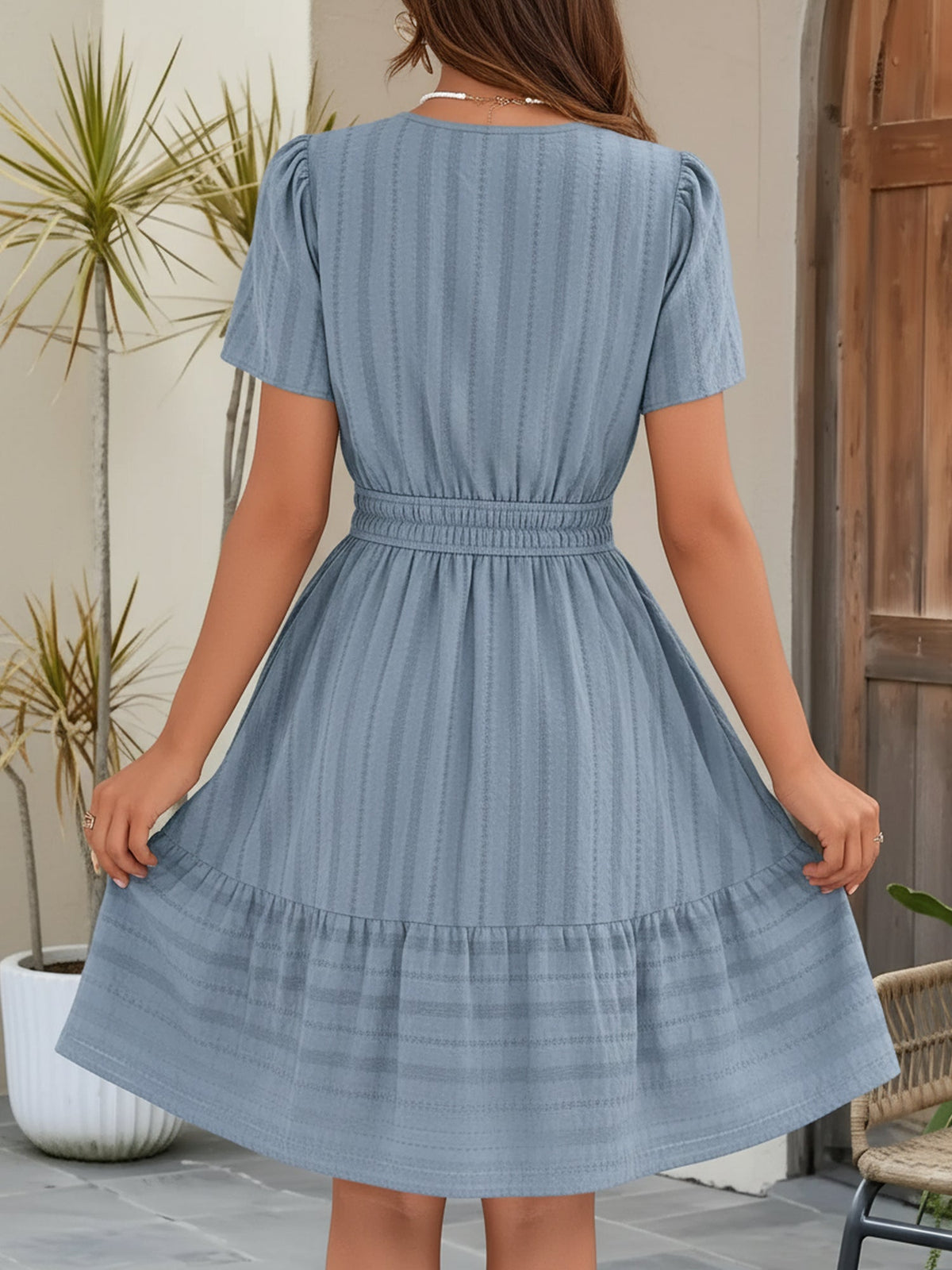 Cotton Vacation Puff Sleeve Dress