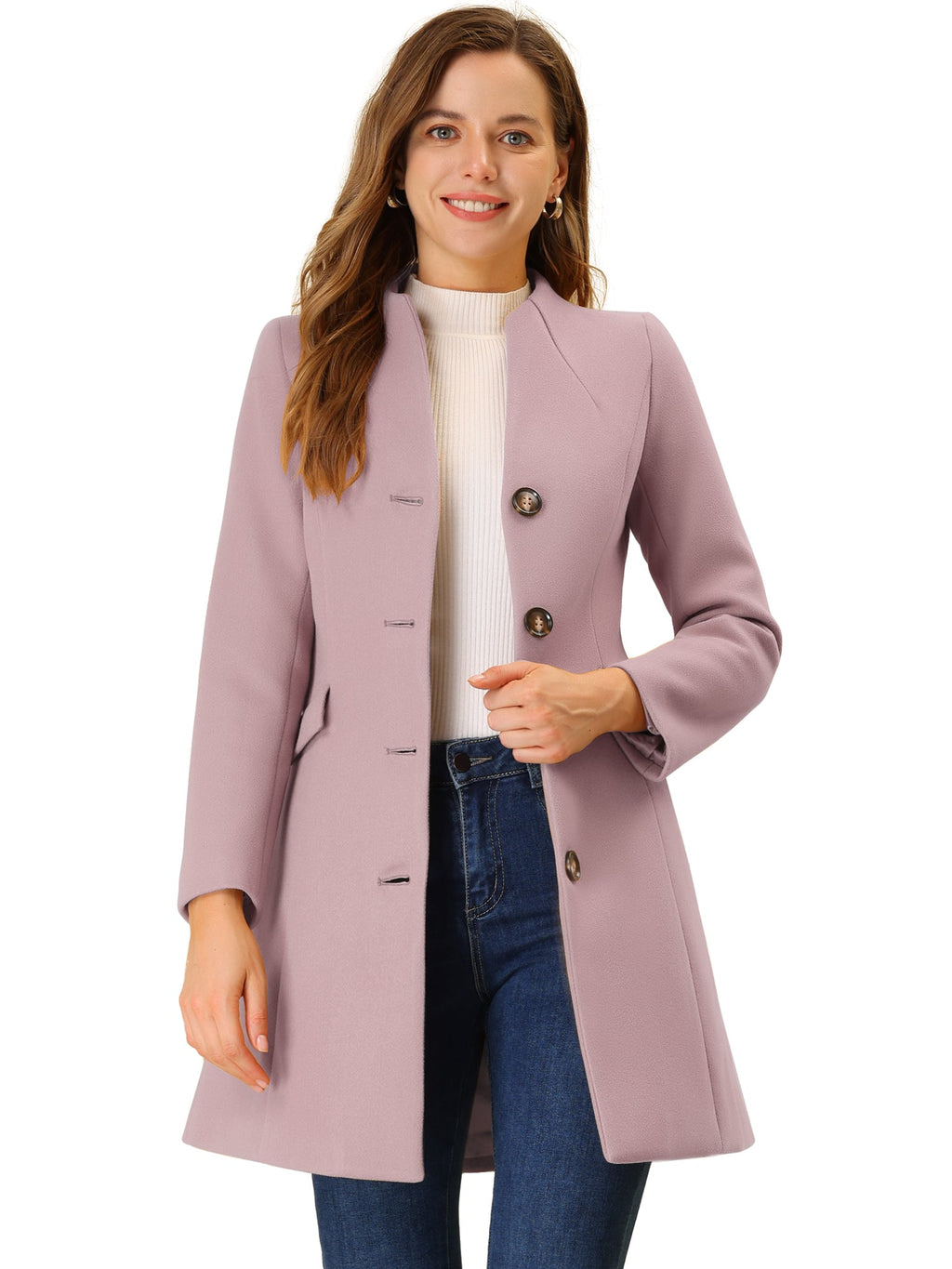 Slant Pocket Drape Single-Breasted Coat