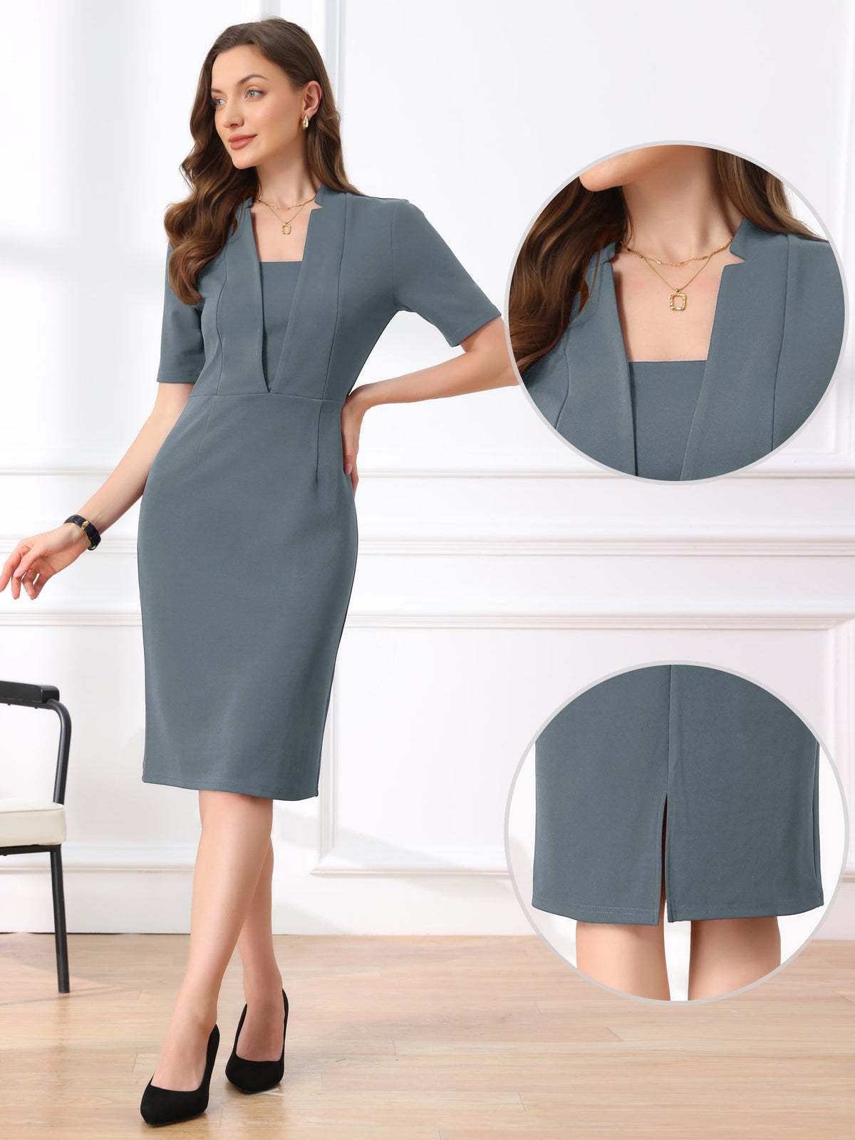 Slim Short-Sleeve Formal Sheath