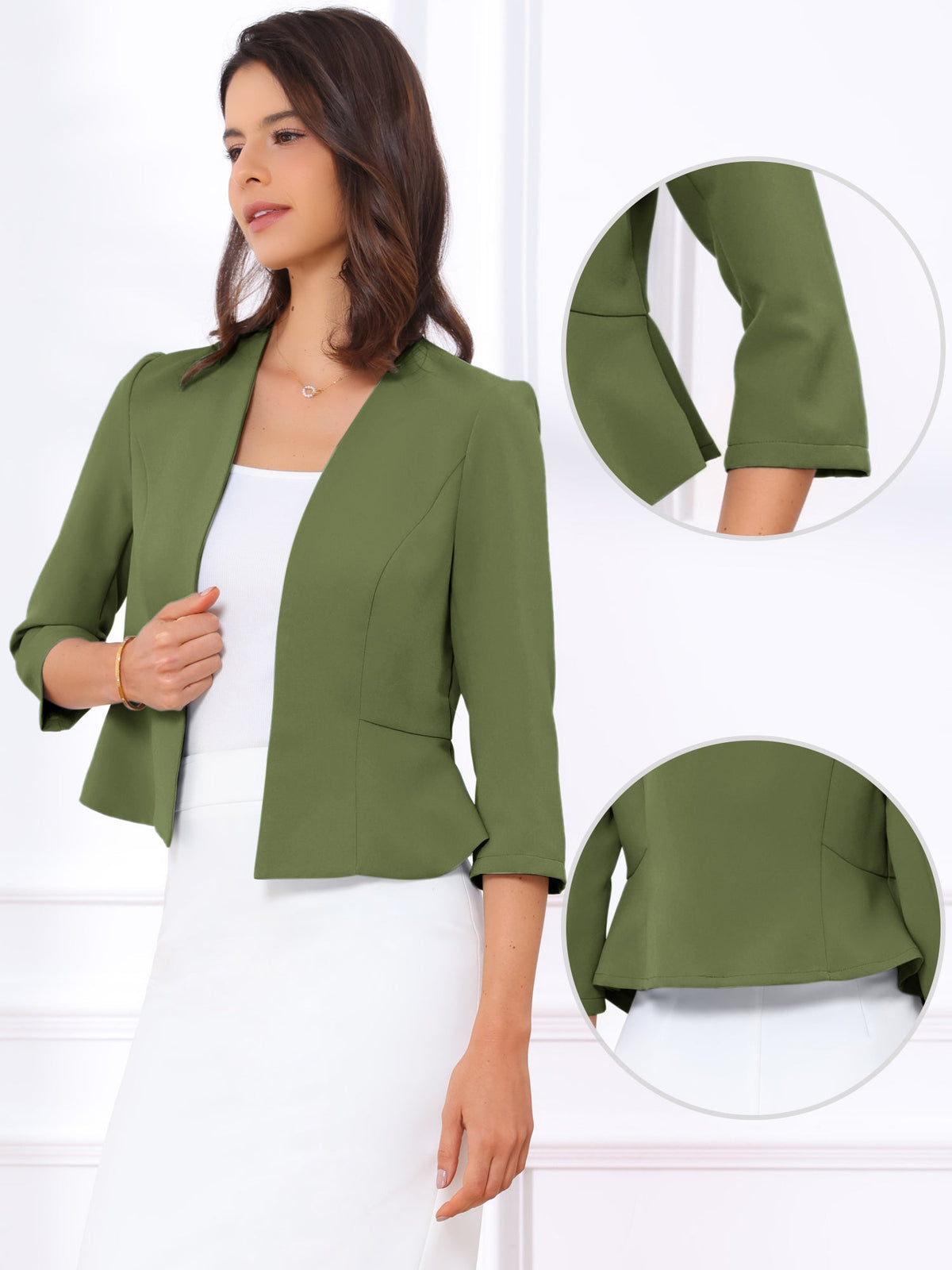 3/4 Sleeve Solid Commute Blazer