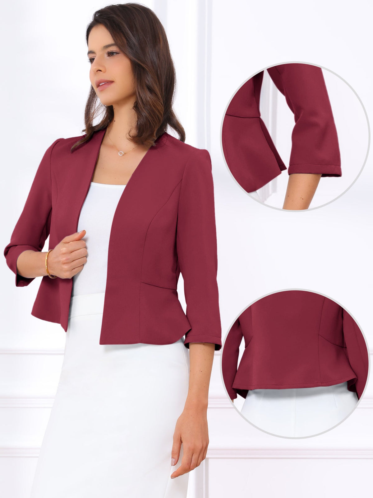 3/4 Sleeve Solid Commute Blazer