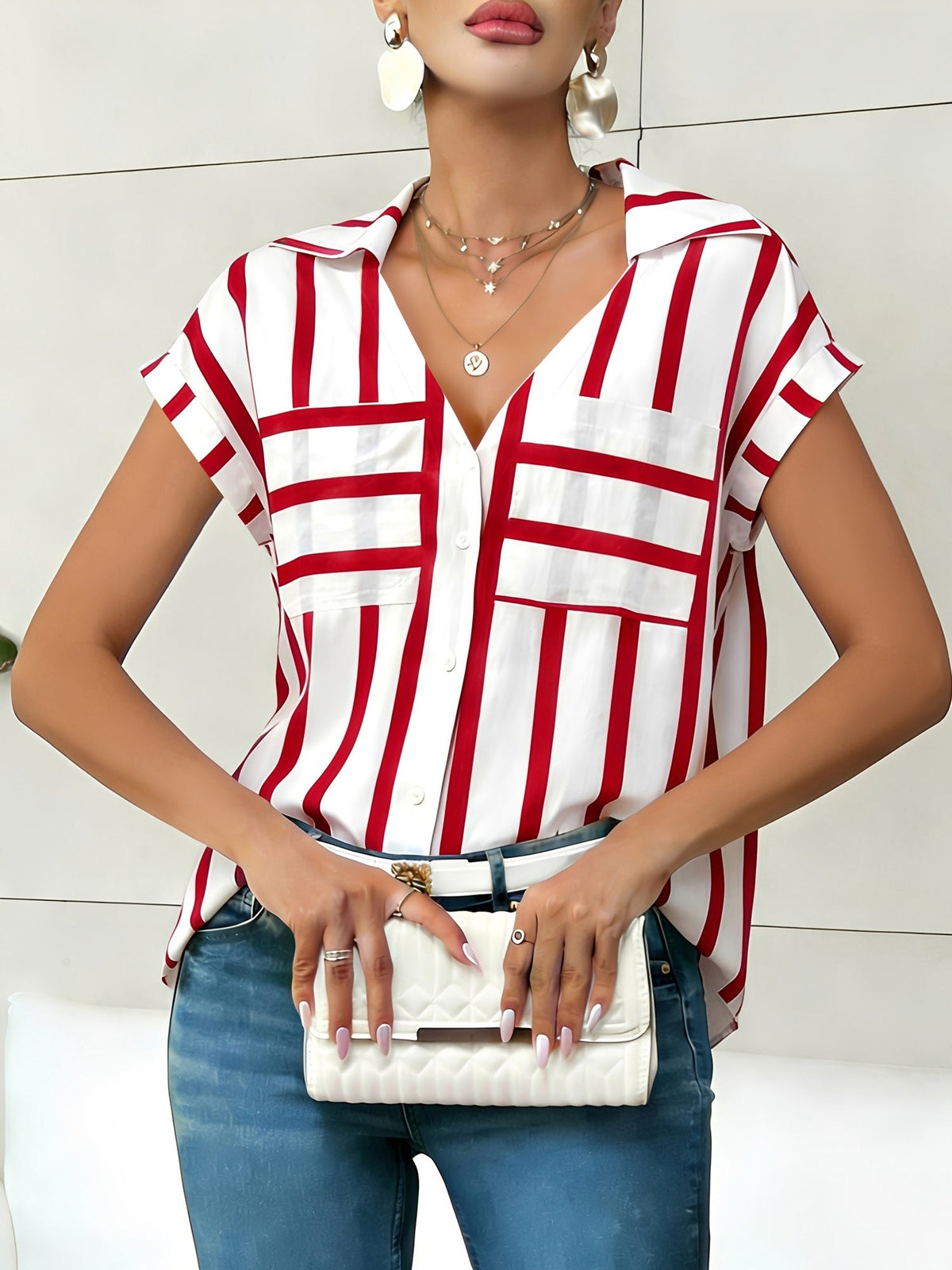 Quick-Dry Stripe Casual Top