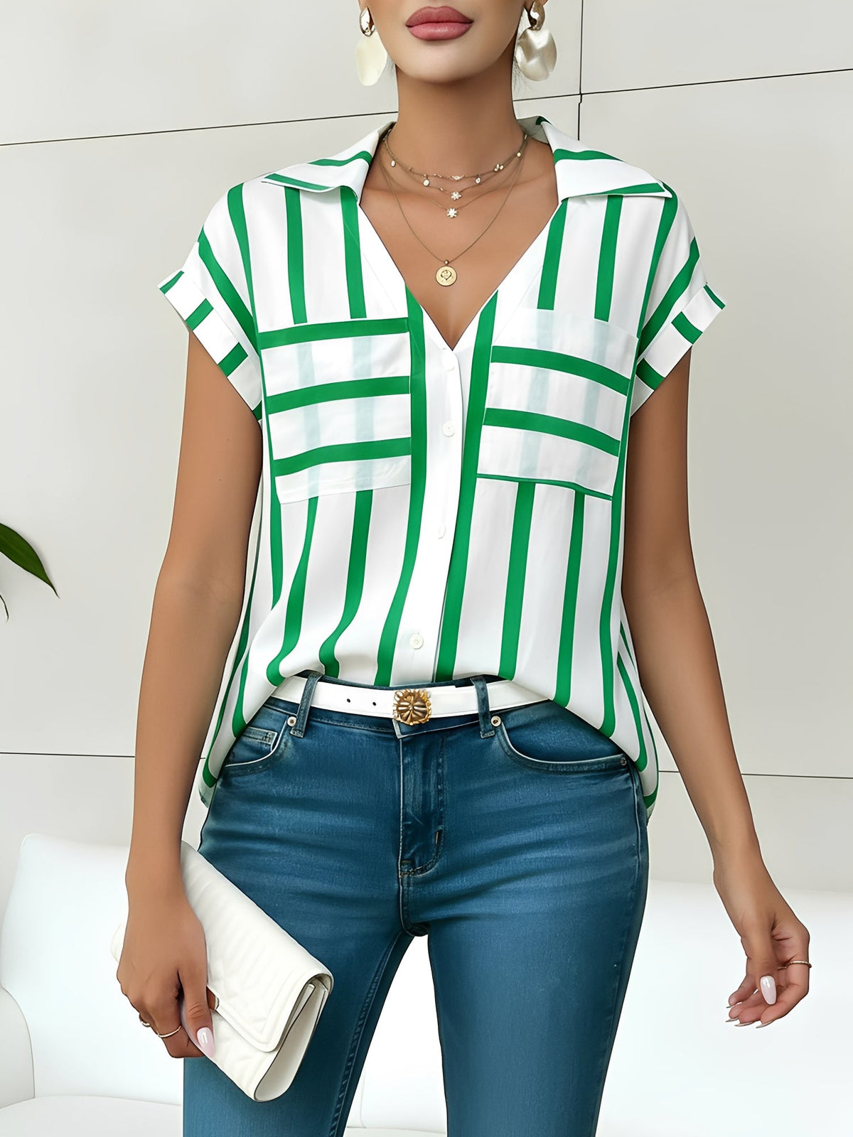Quick-Dry Stripe Casual Top