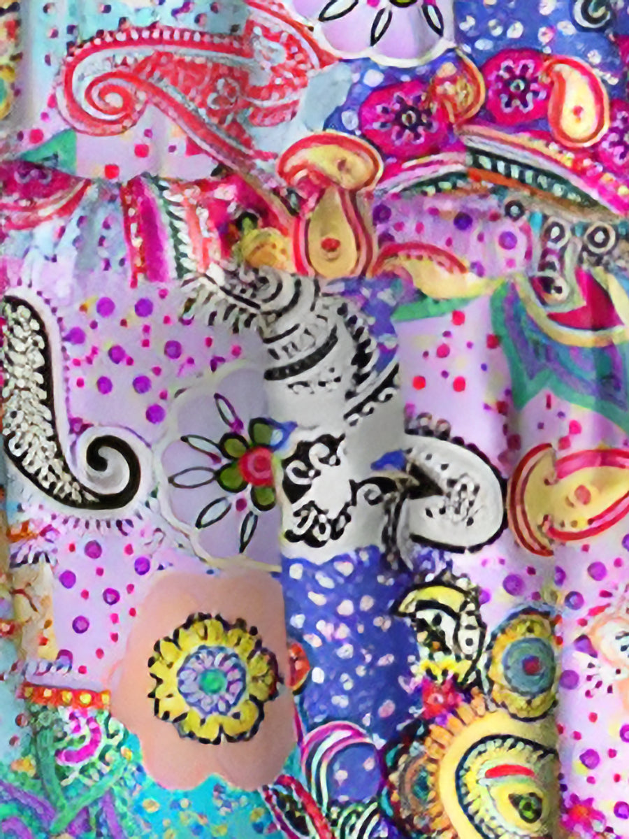 Graphic Long-Sleeve Polyester Dress