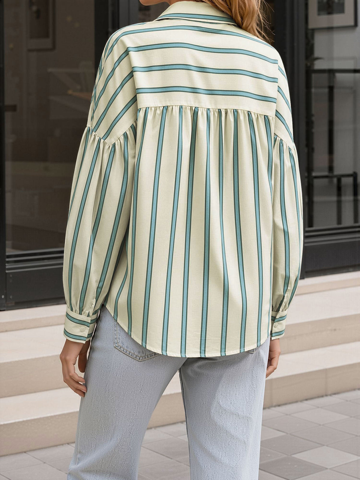 Striped Long Sleeve Commute Top